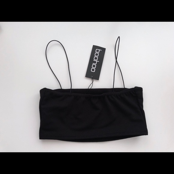 Black Bandeau Cami Crop Top - Picture 4 of 4